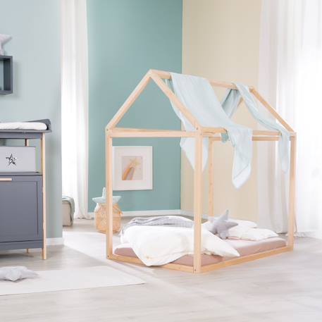 Lit cabane en bambou fsc® pour enfant - lit montessori au sol Naturel 4 - vertbaudet enfant 