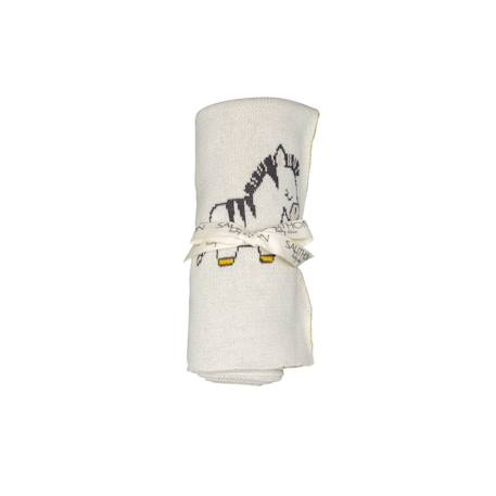 Couverture maille en coton - pluche et pompon Beige 2 - vertbaudet enfant 