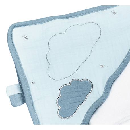 Cape de bain et gant en coton - lily Blanc/bleu 2 - vertbaudet enfant 