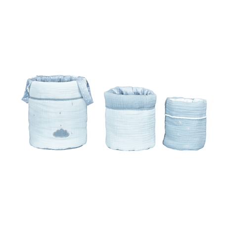 Lot de 3 paniers de rangement en coton - lily Bleu 1 - vertbaudet enfant 