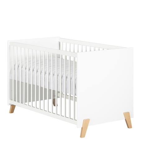 Lit bébé sur pieds en bois - joy Blanc/marron 3 - vertbaudet enfant 