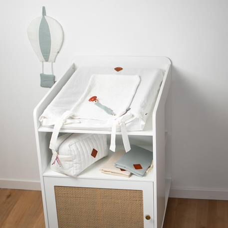 Housse de matelas à langer en lin lavé Beige+Écru+Vert 6 - vertbaudet enfant 