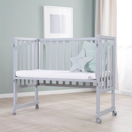 Berceau cododo 3en1 avec matelas et barrière safe asleep Blanc+Gris taupe 8 - vertbaudet enfant 