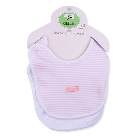 Lot de 2 bavoirs en coton biologique dreams Rose - rayé 1 - vertbaudet enfant 