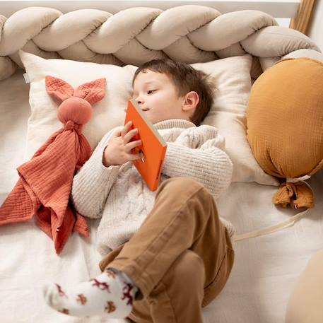 Taie d'oreiller réversible en lin lavé Beige+Vert de gris 2 - vertbaudet enfant 