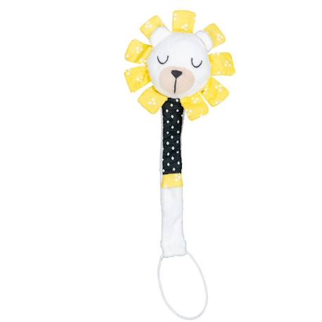 Attache-tétine bébé en velours lion - pluche et pompon Jaune 1 - vertbaudet enfant 