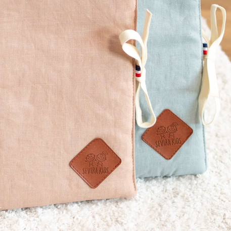 Protège carnet de santé en lin Beige+Écru+Pêche+Vert de gris 3 - vertbaudet enfant 