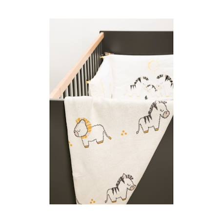 Couverture maille en coton - pluche et pompon Beige 3 - vertbaudet enfant 