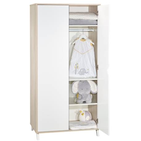 Armoire bébé 2 portes en bois - scandi Blanc/beige 3 - vertbaudet enfant 