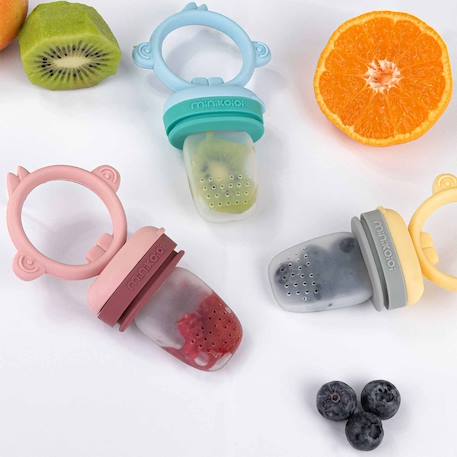 Grignoteur bébé en silicone innovant Bleu marine+Caramel+Vert amande 2 - vertbaudet enfant 