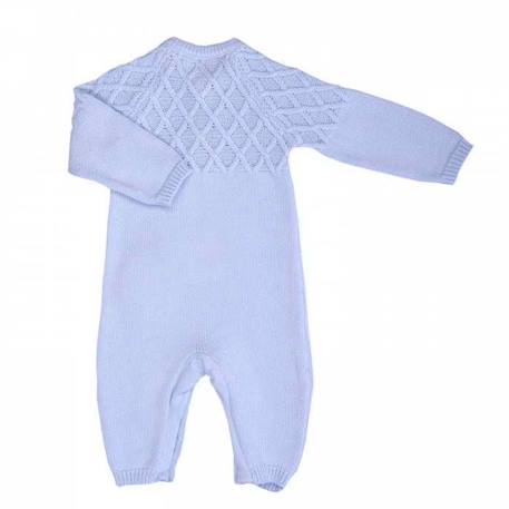 Combinaison bébé en tricot de coton bio loan Bleu+Écru 2 - vertbaudet enfant 