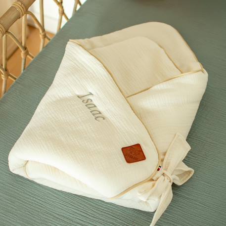 Couverture d'emmaillotage en gaze de coton jeanne Beige+Blanc+Blanc à pois or+Bleu+Camel+Écru+Gris clair+Terracotta+Vert de gris+Vieux rose 27 - vertbaudet enfant 