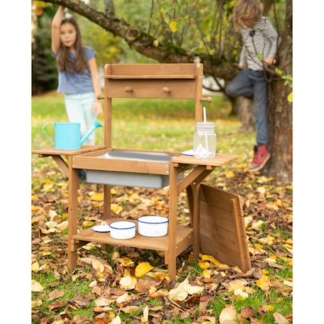 Table sable et eau en bois massif lasuré Gris+Teck 12 - vertbaudet enfant 