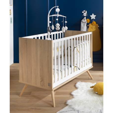 Lit bébé à barreaux en bois - seventies Marron 2 - vertbaudet enfant 