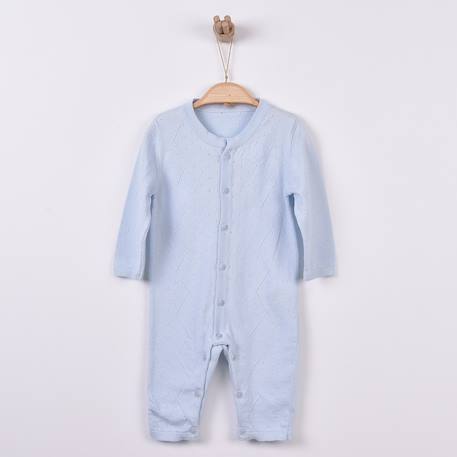 Combinaison bébé en tricot de coton bio Bleu+Écru+Natural+Rose 2 - vertbaudet enfant 