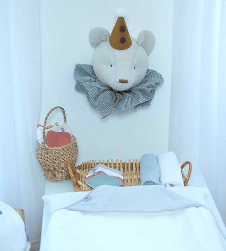 Trophée mural ours alex en lin – décoration chambre bébé enfant Gris, alex moutarde 3 - vertbaudet enfant 