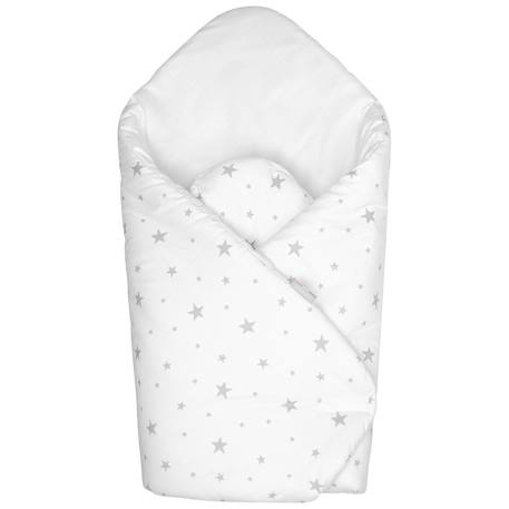 Couverture d'emmaillotage en coton stella Blanc, imprimé étoiles 1 - vertbaudet enfant 