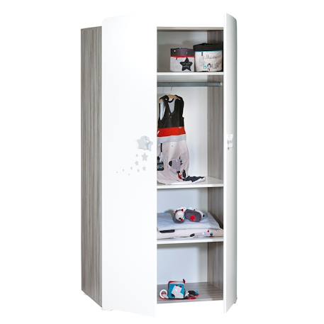 Armoire 2 portes bébé en bois - nao Blanc 3 - vertbaudet enfant 