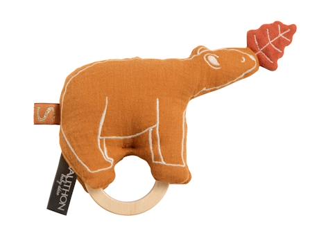Hochet ours avec anneau en bois - orsino Beige/marron+Marron 4 - vertbaudet enfant 