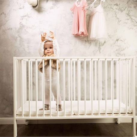 Lit pour enfant à barreaux pliable  avec matelas Blanc+Bois naturel 12 - vertbaudet enfant 