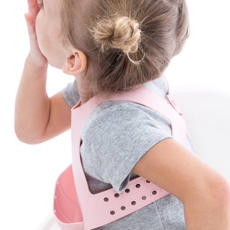 Bavoir récupérateur en silicone Gris+Rose 8 - vertbaudet enfant 