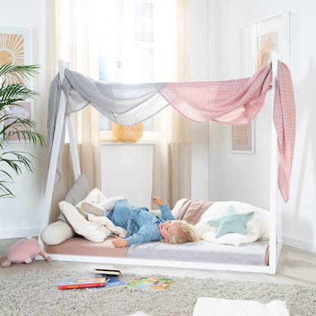 Lit tipi en bois fsc® pour enfant - lit montessori au sol Blanc 6 - vertbaudet enfant 