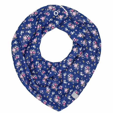 Bavoir bandana cache-cou réversible flore Bleu 1 - vertbaudet enfant 