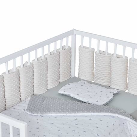 Tour de lit modulable 10 pièces extra doux minky Bleu+Écru+Gris+Rose 5 - vertbaudet enfant 