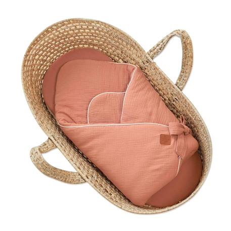 Couverture d'emmaillotage en gaze de coton jeanne Beige+Blanc+Blanc à pois or+Bleu+Camel+Écru+Gris clair+Terracotta+Vert de gris+Vieux rose 32 - vertbaudet enfant 