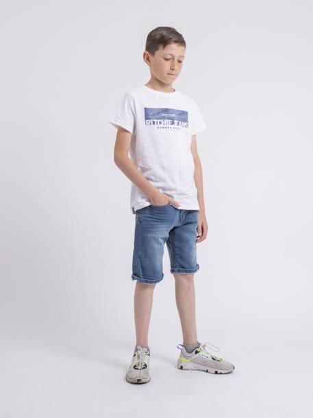 Bermuda en jean bloopy garçon Bleu clair+Bleu foncé 4 - vertbaudet enfant 