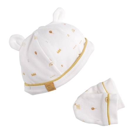 Lot bonnet et moufles bébé en coton - sunlight Blanc 1 - vertbaudet enfant 