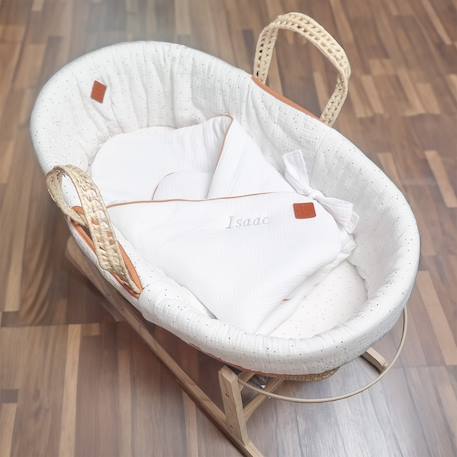 Couverture d'emmaillotage en gaze de coton jeanne Beige+Blanc+Blanc à pois or+Bleu+Camel+Écru+Gris clair+Terracotta+Vert de gris+Vieux rose 8 - vertbaudet enfant 