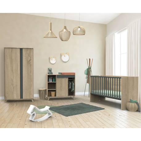 Lit bébé évolutif en lit junior - nova Blanc+Gris 11 - vertbaudet enfant 