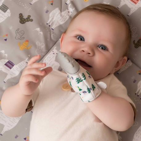Moufle de dentition en silicone alimentaire hérisson Bleu+Gris+Rose 9 - vertbaudet enfant 