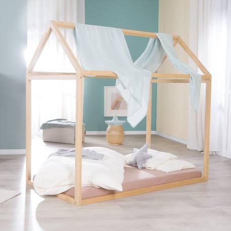 Lit cabane en bois fsc® pour enfant - lit montessori au sol Blanc 2 - vertbaudet enfant 