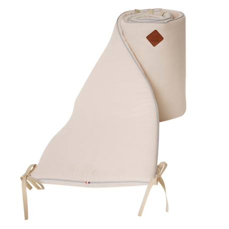 Tour de lit universel en gaze de coton jeanne Beige+Blanc+Blanc à pois or+Bleu+Camel+Écru+Gris clair+Rose+Terracotta+Vert de gris 1 - vertbaudet enfant 