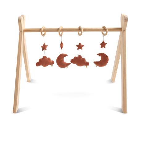 Arche d'éveil bois avec 4 jouets - uni sauge Beige+Rose+Rouge+Vert 6 - vertbaudet enfant 