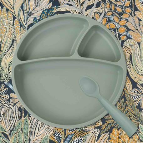 Cuillère bébé en  silicone Bleu marine+Caramel+Gris+Terracotta+Vert amande 6 - vertbaudet enfant 