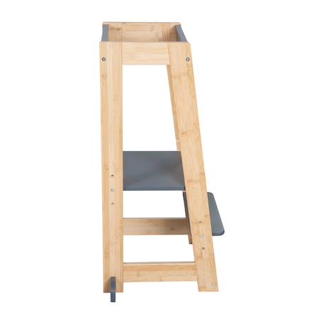 Tour d'apprentissage évolutive en bambou fsc® Anthracite+Anthracite - naturel+Blanc+Blanc - naturel+Naturel 9 - vertbaudet enfant 