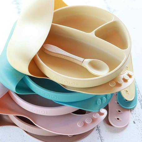 Coffret repas comme un grand assiette cuillère bavoir Caramel+Nude+Rose clair+Terracotta+Vert amande 6 - vertbaudet enfant 