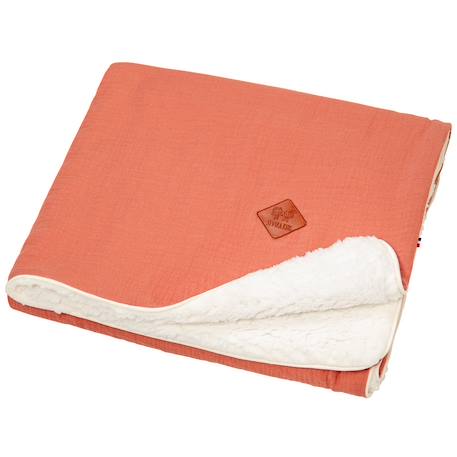 Couverture en gaze de coton et sherpa jeanne Beige+Blanc à pois or+Bleu+Camel+Camel à pois or+Écru+Gris+Rose+Terracotta+Vert à pois or+Vert de gris 37 - vertbaudet enfant 