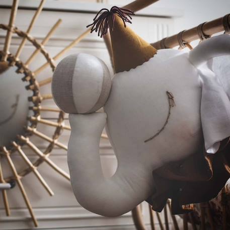 Trophée mural éléphant en lin – décoration chambre bébé enfant Écru, cirque, caramel 6 - vertbaudet enfant 