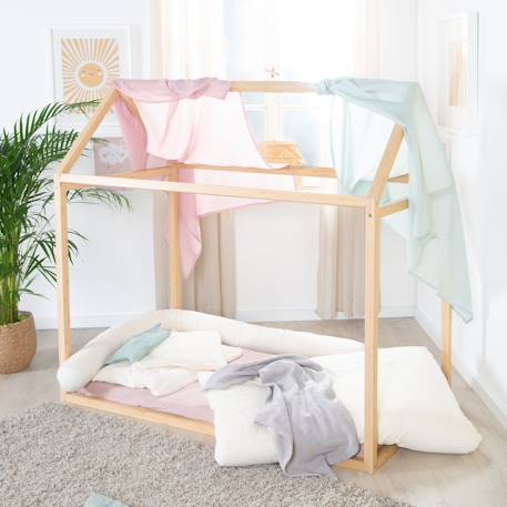 Lit cabane en bambou fsc® pour enfant - lit montessori au sol Naturel 6 - vertbaudet enfant 