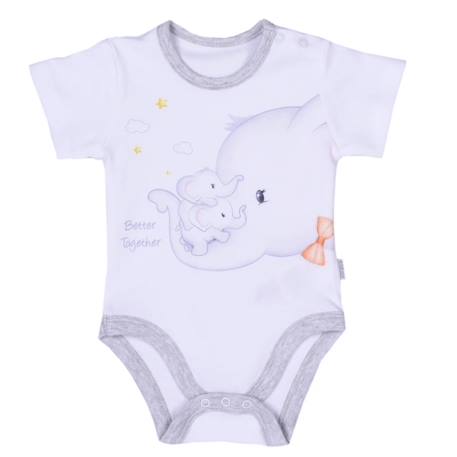 Ensemble bébé body et shorty en coton bio éléphant Blanc 2 - vertbaudet enfant 