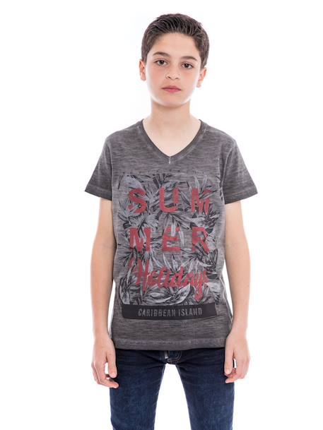 T-shirt col v nogota garçon Bleu marine+Gris foncé 5 - vertbaudet enfant 