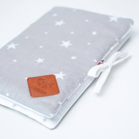Protège carnet de santé bébé en coton stella Blanc+Gris 4 - vertbaudet enfant 