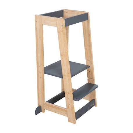 Tour d'apprentissage évolutive en bambou fsc® Anthracite+Anthracite - naturel+Blanc+Blanc - naturel+Naturel 8 - vertbaudet enfant 