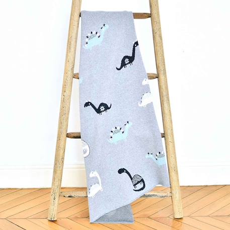 Couverture en coton bio gots Gris, dino 5 - vertbaudet enfant 