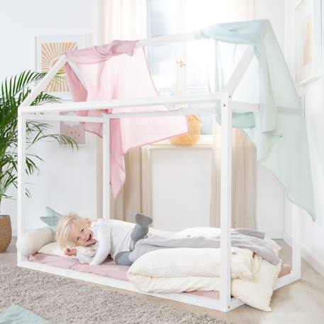 Lit cabane en bois fsc® pour enfant - lit montessori au sol Blanc 4 - vertbaudet enfant 