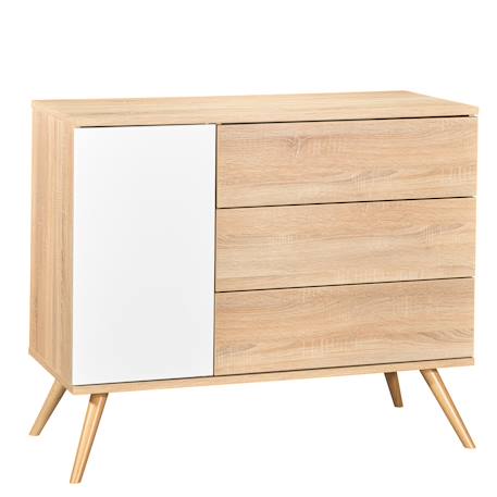 Commode 1 porte 3 tiroirs en bois - seventies Blanc+Blanc/marron 5 - vertbaudet enfant 
